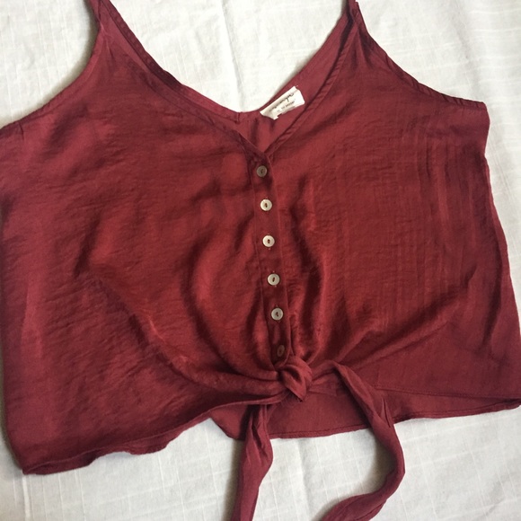 V neck button down tie front cropped tank - Picture 2 of 6